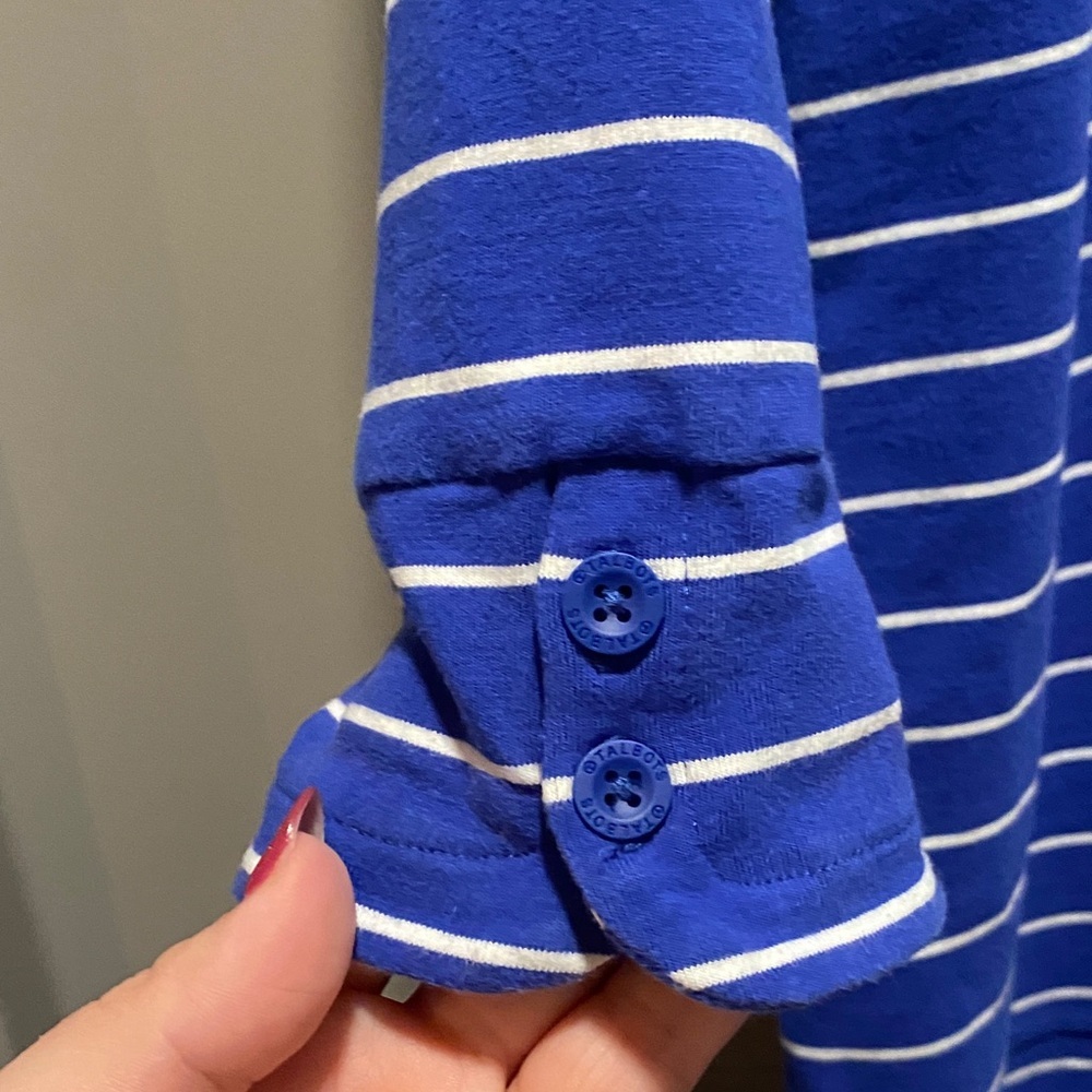 Talbots Knit Dress Pink Blue Stripe 3 4 Sleeve Casual Work Travel Dress L - Picture 3 of 8